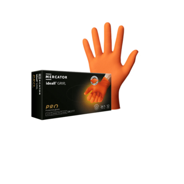 Orange Grip Disposable Nitrile Gloves