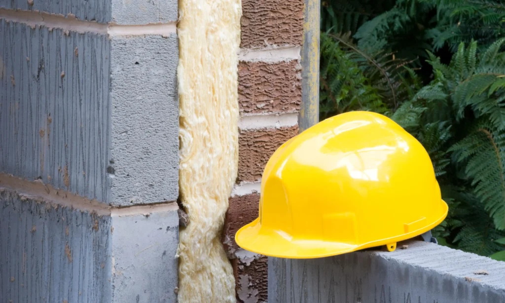 Mineral wool solid wall insulation during construction