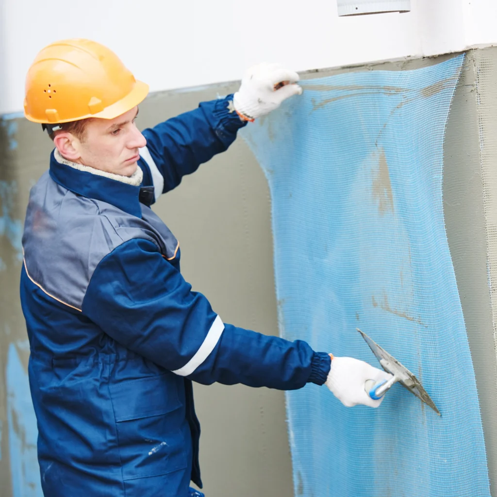 k rend base coat with reinforcement mesh embedded for EWI render system