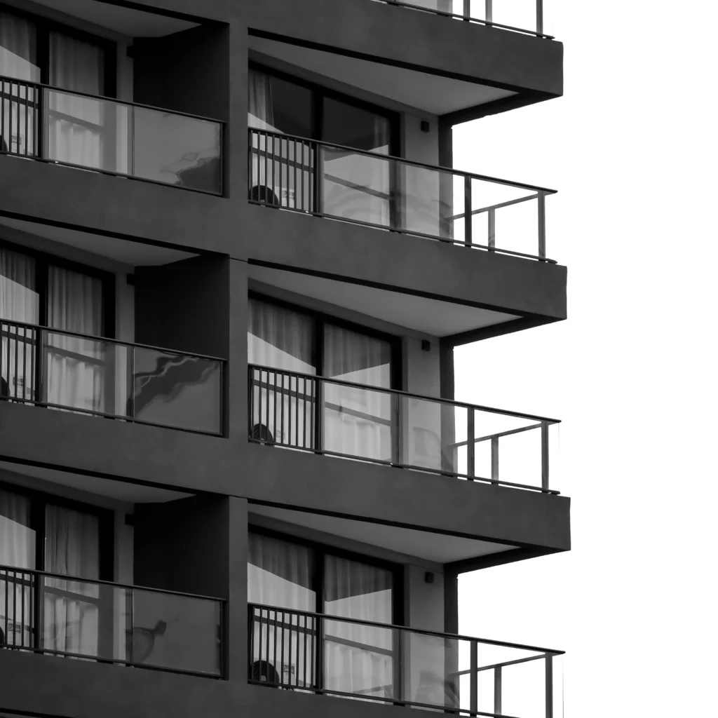 dark facade example showing k rend colours on modern rendered apartment building