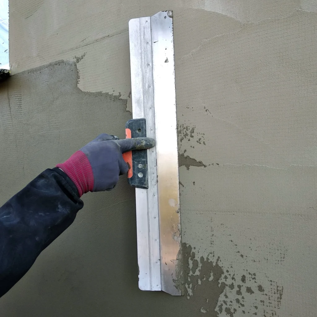 k rend base coat levelled after mesh embedding in render system