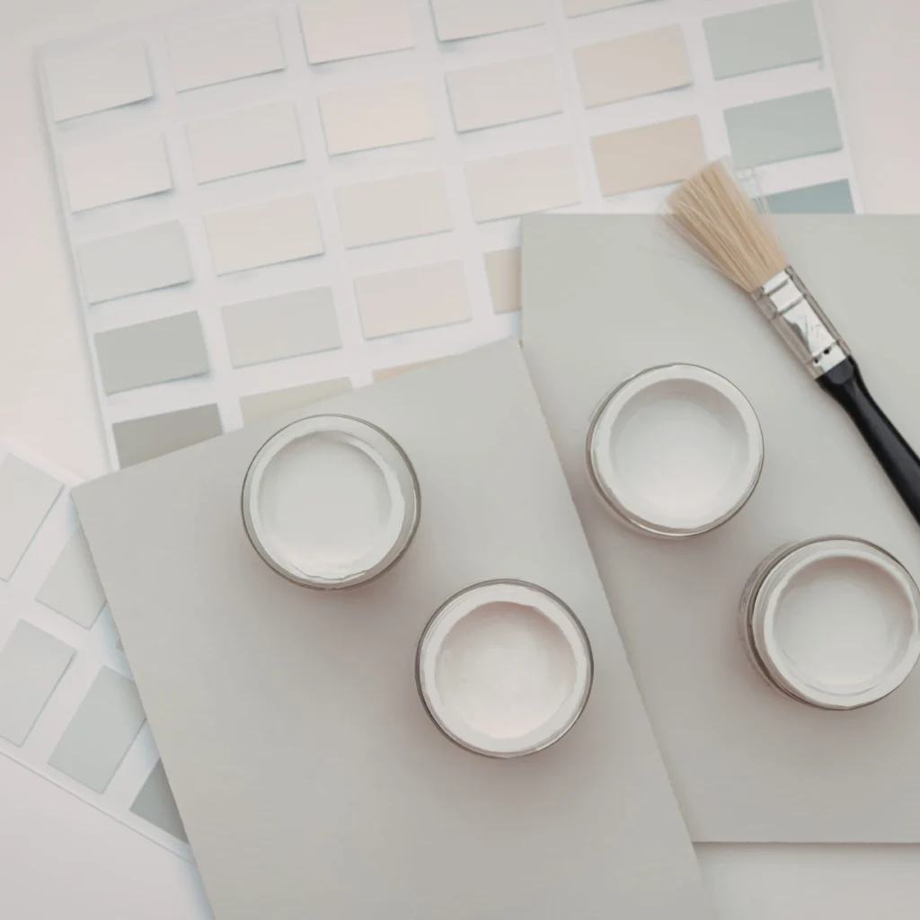 k rend white colours comparison using off-white paint samples and swatches