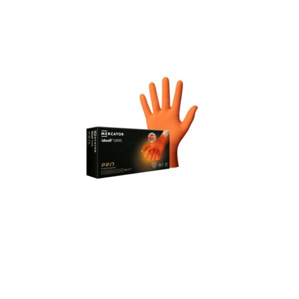 Orange Grip Disposable Nitrile Work Gloves