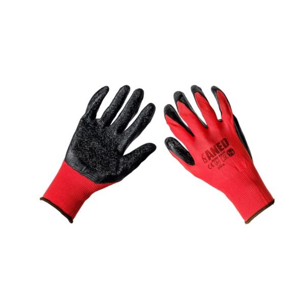 Flexible Latex-Coated Work Gloves - Red/Black